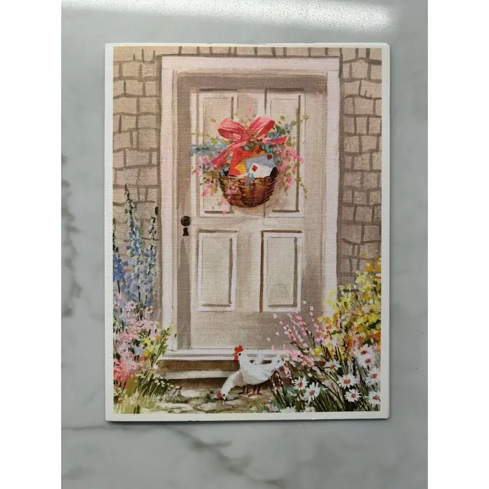 Set of 6 Vintage Floral & Cottage Note Cards, No Envelopes